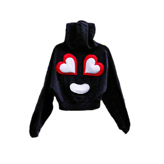 Black Pretty Cropped Hoodie