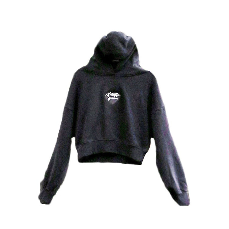 Black Pretty Cropped Hoodie