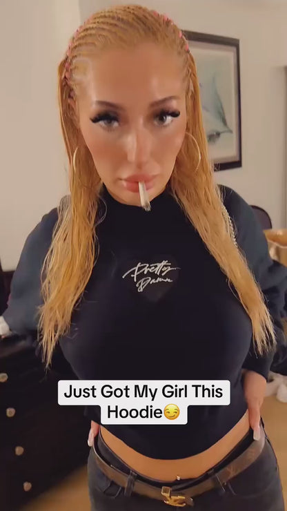 Black Pretty Cropped Hoodie